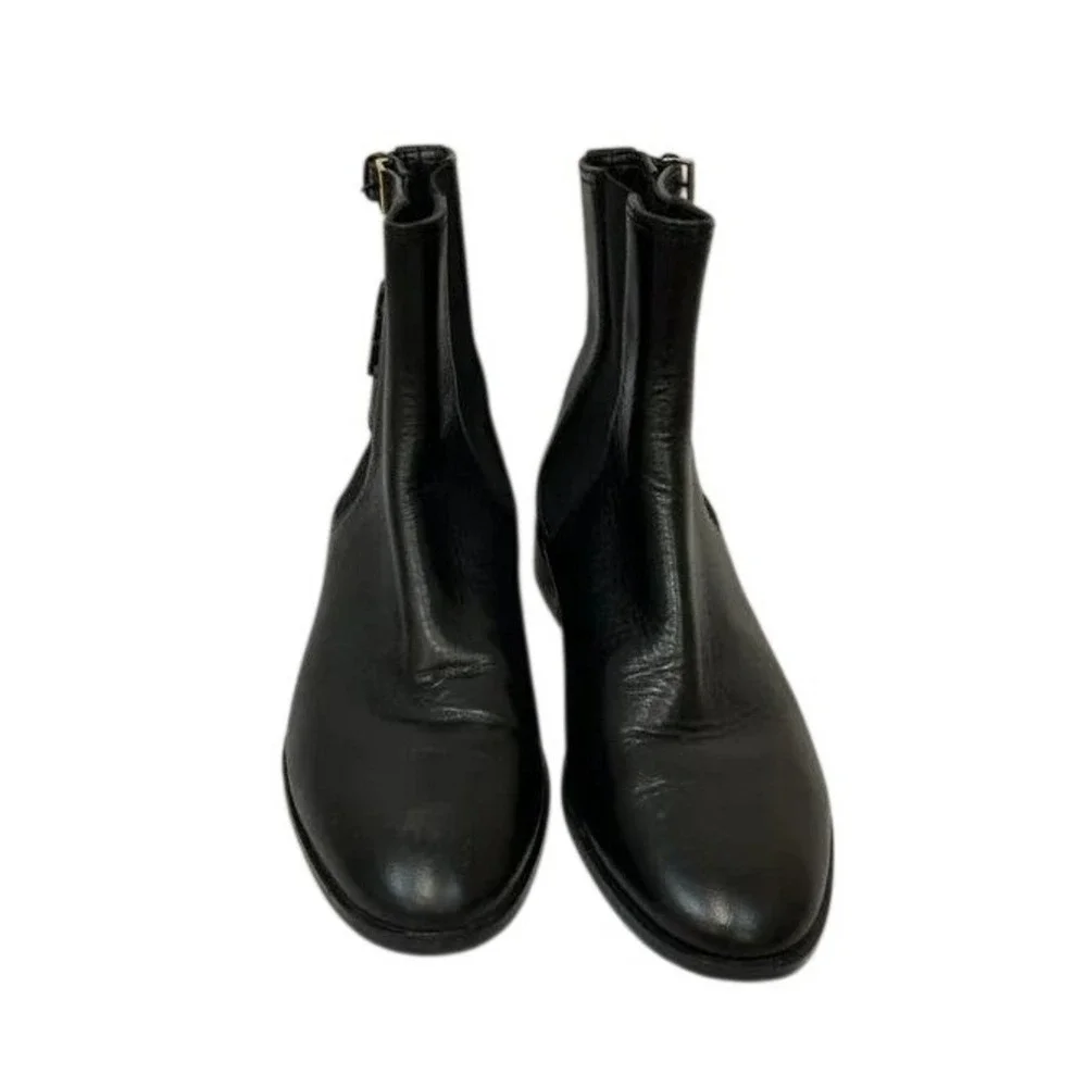 Tory Burch Boot Women Size 8 Black Excellent Leather Logo Chelsea Ankle Bootie